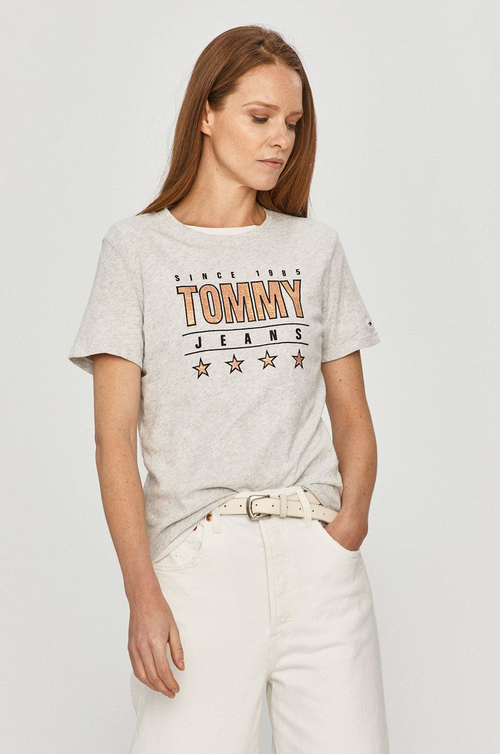 Tommy Jeans dámské šedé triko METALLIC