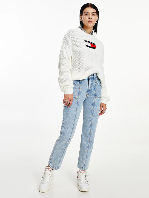 Tommy Jeans dámský bílý svetr 