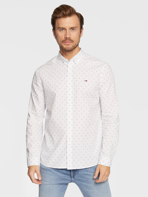 Tommy Jeans pánská bílá košile ESSENTIAL DOBBY