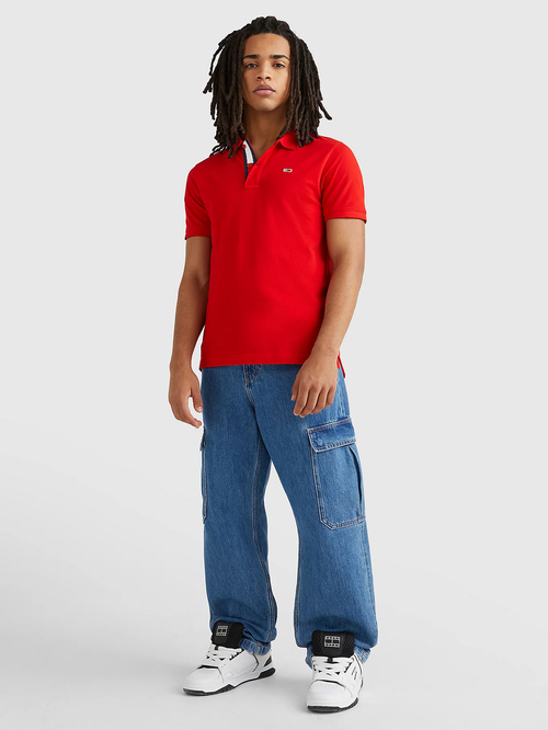 Tommy Jeans pánské červené polo triko