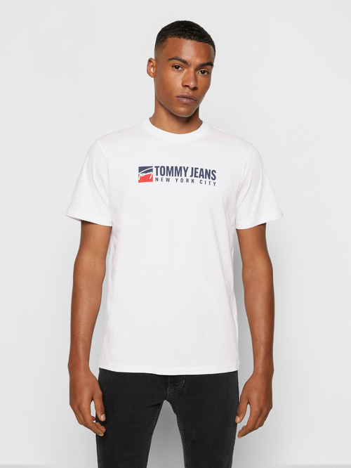 Tommy Jeans pánské bílé triko ENTRY ATHLETICS 