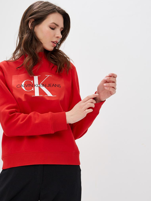Calvin Klein dámská červená mikina Monogram
