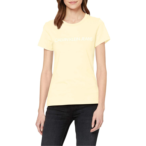 Calvin Klein dámské světle žluté tričko Logo