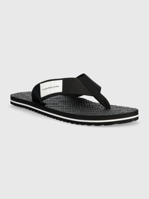 Calvin Klein pánské černé žabky BEACH SANDAL WOVEN PATCH