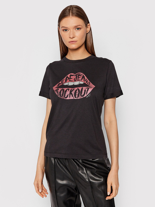 Pepe Jeans dámské černé tričko Lips