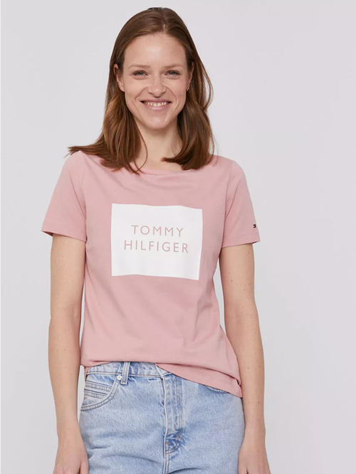 Tommy Hilfiger dámské růžové tričko Box