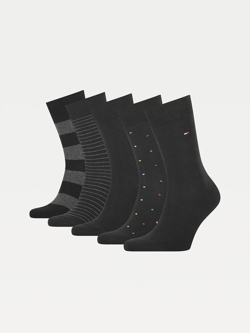 Tommy Hilfiger pánské černo šedé ponožky Box 5 pack