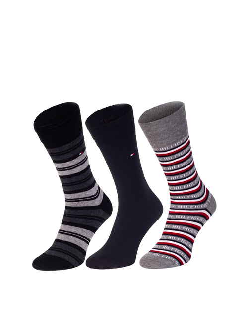 Tommy Hilfiger pánské šedo černé ponožky Box 3 pack 