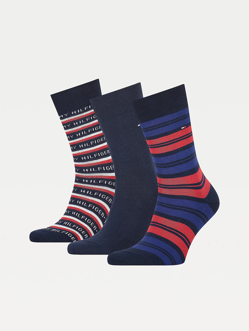 Tommy Hilfiger pánské modro červeno bílé ponožky Box 3 pack