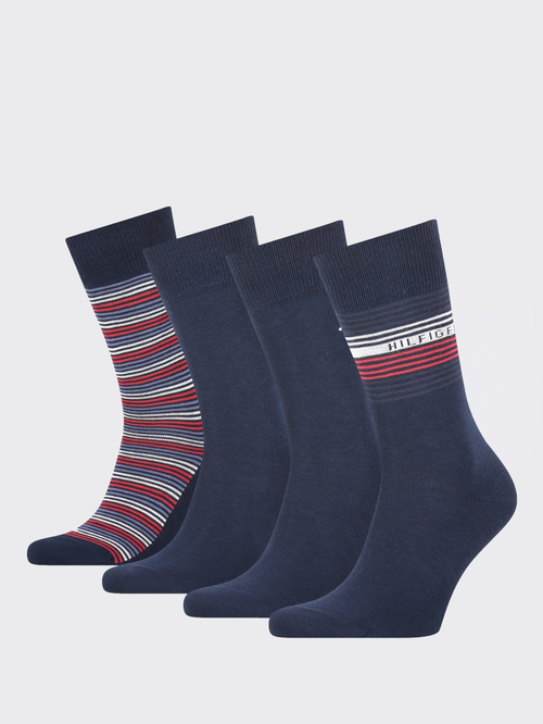 Tommy Hilfiger pánské modro červeno bílé ponožky Box 4 pack