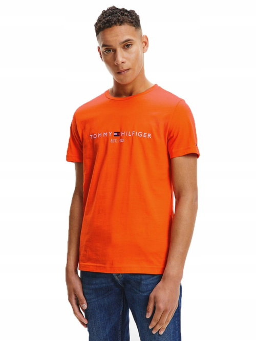 Tommy Hilfiger pánské oranžové triko Logo tee