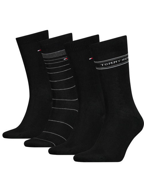 Tommy Hilfiger pánské černé ponožky 4 pack