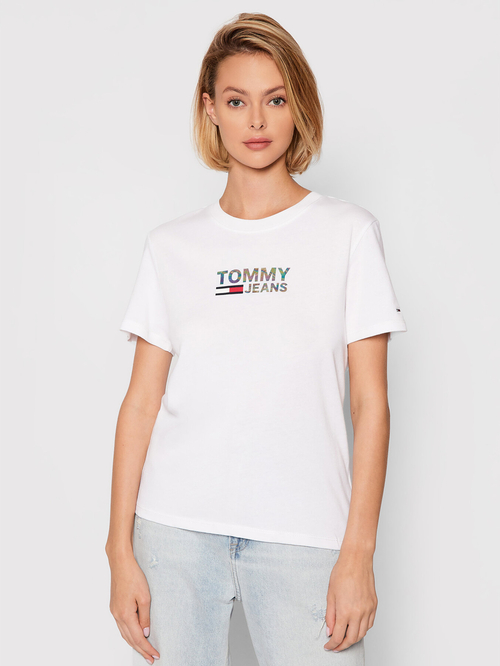 Tommy Jeans dámské bílé tričko Metallic