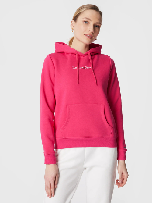 Tommy Jeans dámská růžová mikina SERIF LINEAR HOODIE