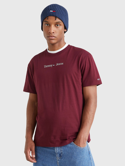 Tommy Jeans pánské vínové tričko