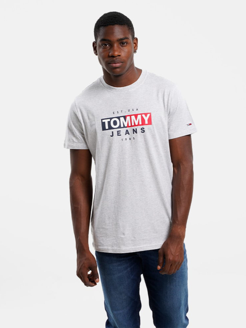 Tommy Jeans pánské šedé tričko ENTRY FLAG