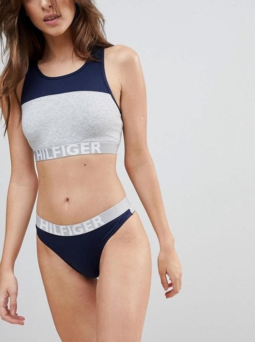 Tommy Hilfiger dámská šedá sportovní podprsenka