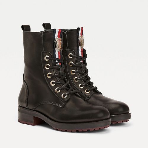 Tommy Hilfiger dámské černé kotníkové boty Biker boot