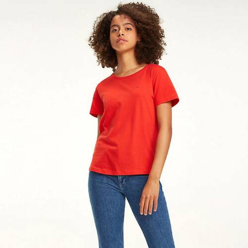 Tommy Hilfiger dámské červené tričko Jersey