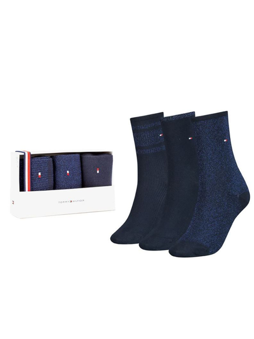 Tommy Hilfiger dámské modré ponožky 3 pack