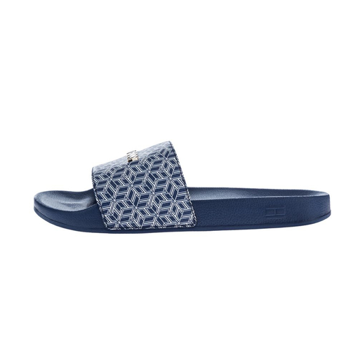 Tommy Hilfiger dámské modré pantofle Monogram