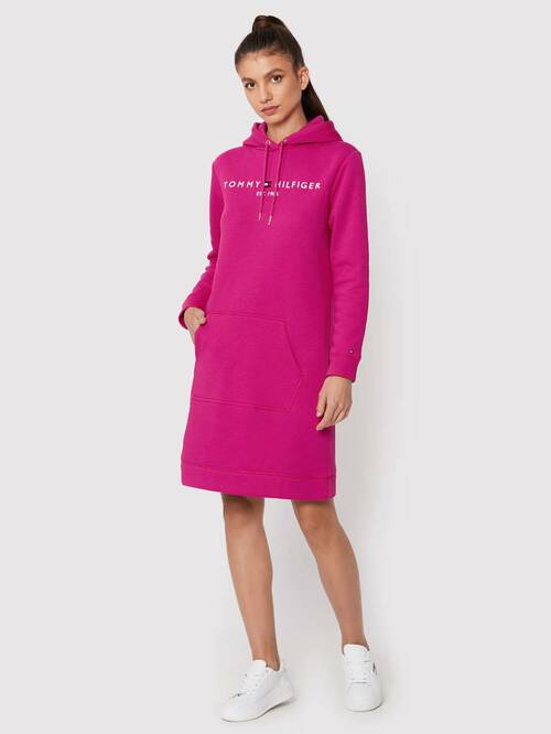 Tommy Hilfiger dámské růžové mikinové šaty