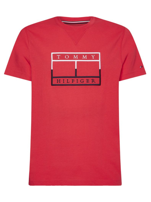 Tommy Hilfiger pánské červené triko Outline