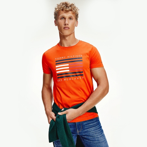 Tommy Hilfiger pánské oranžové tričko Corp