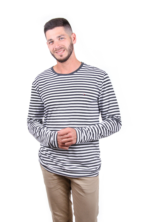 Tommy Hilfiger pánské pruhované tričko Sleeve s dlouhým rukávem