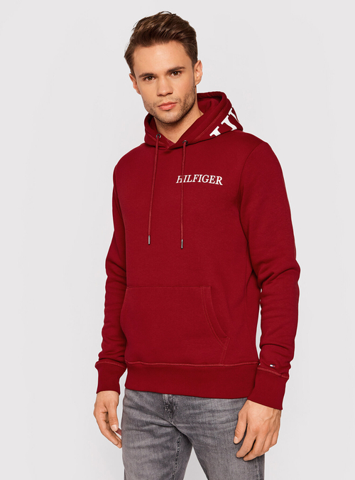 Tommy Hilfiger pánská bordová mikina s kapucí