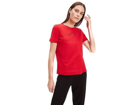 Tommy Hilfiger dámské červené tričko Essential