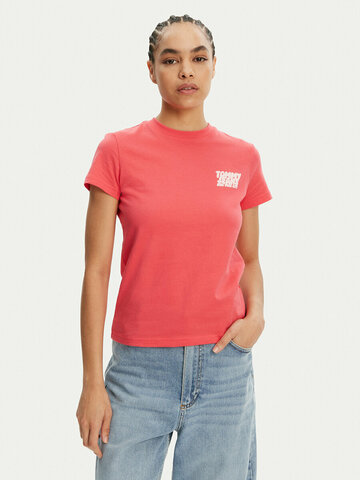 Tommy Jeans dámské růžové tričko