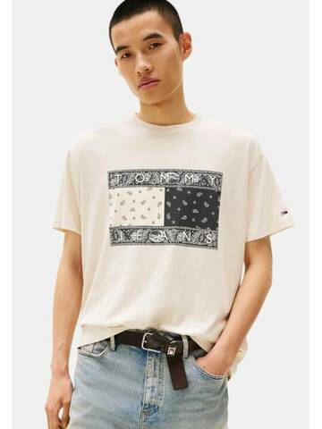 Tommy Jeans pánské béžové tričko