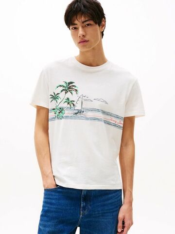 Tommy Jeans pánské krémové tričko