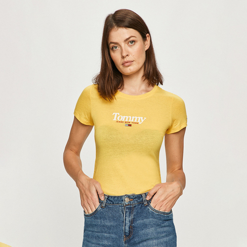 Tommy Jeans dámské žluté tričko Essential