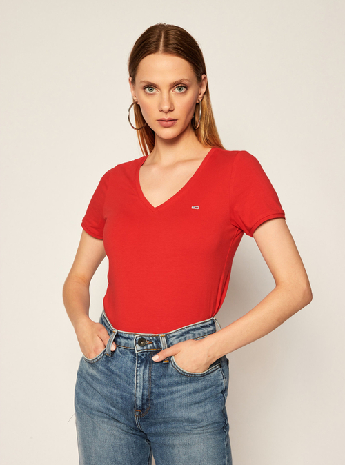 Tommy Jeans dámské červené tričko