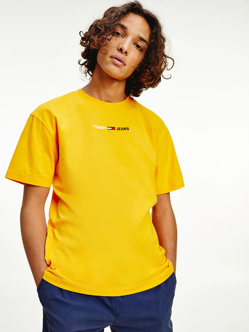Tommy Jeans pánské žluté tričko