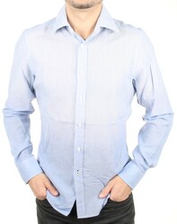 Guess by Marciano pánská světle modrá košile s jemným proužkem