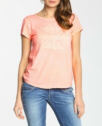 Pepe Jeans dámské neon coral tričko Auburn - XS (143NEON)