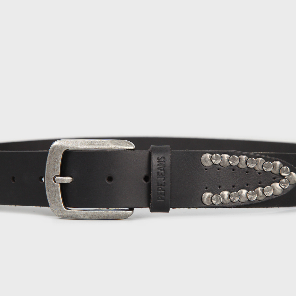 detail Pepe Jeans pánský černý pásek s kováním