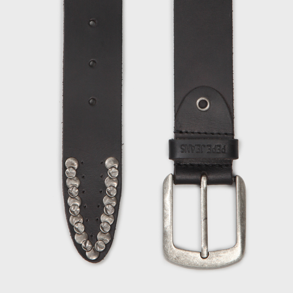 detail Pepe Jeans pánský černý pásek s kováním