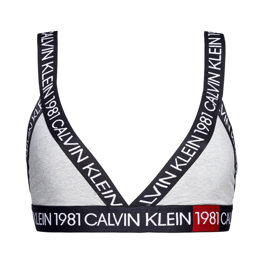 detail Calvin Klein dámská šedá sportovní podprsenka