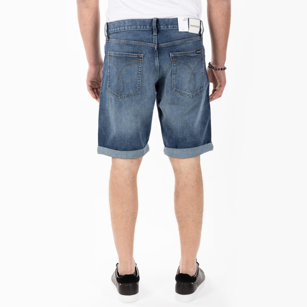 detail Calvin Klein pánské modré džínové šortky