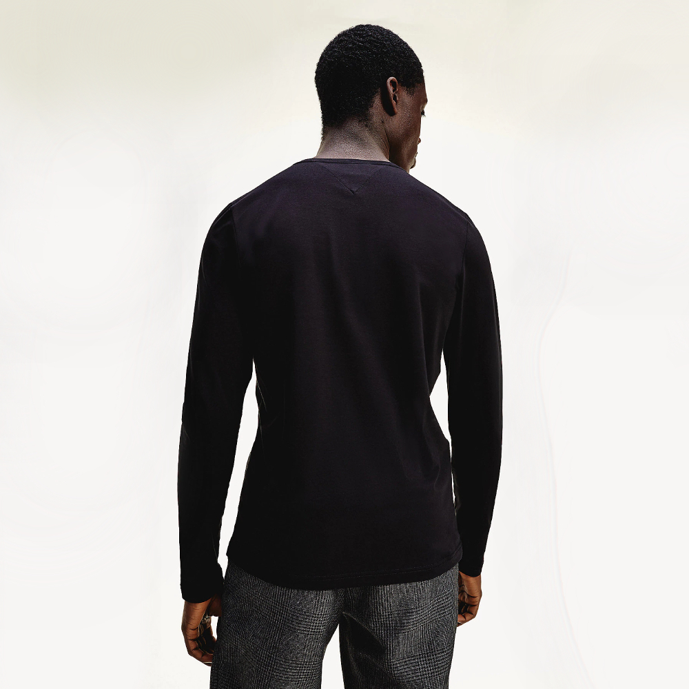 detail Tommy Hilfiger pánské černé tričko Stretch slim fit