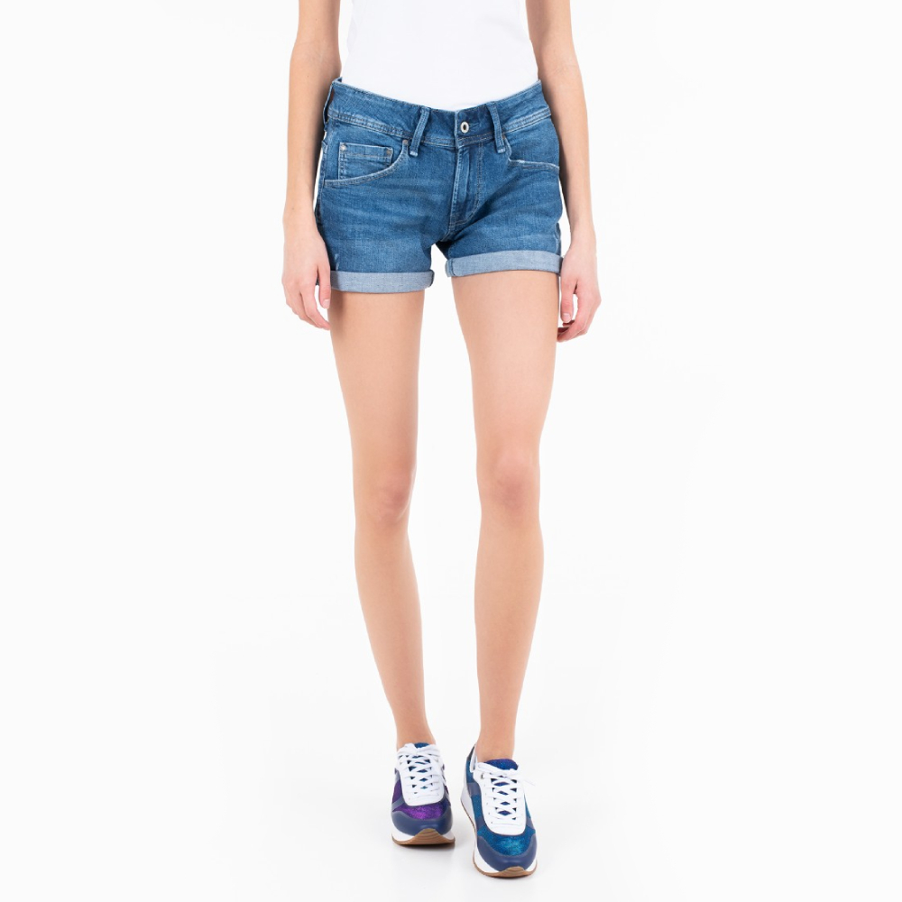 detail Pepe Jeans dámské modré džínové šortky Siouxie