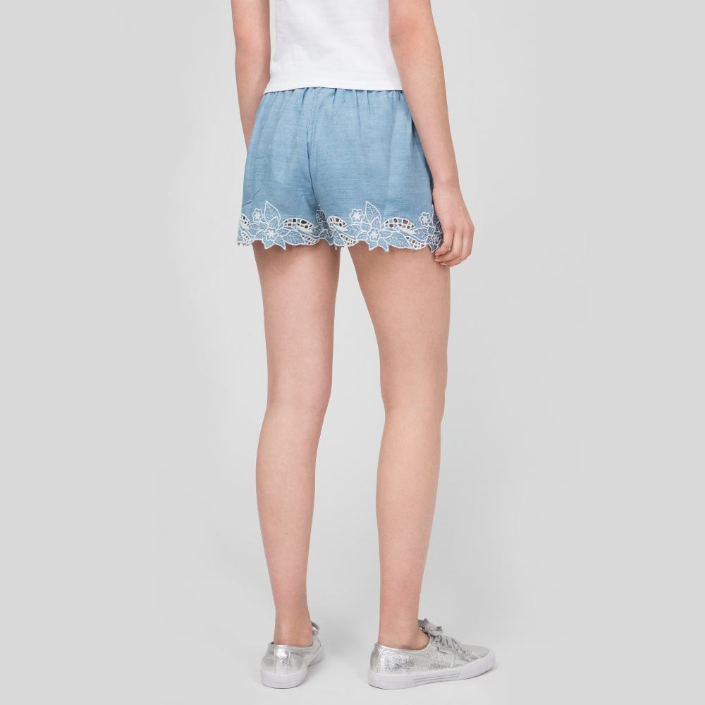 detail Pepe Jeans dámské modré šortky Elvira