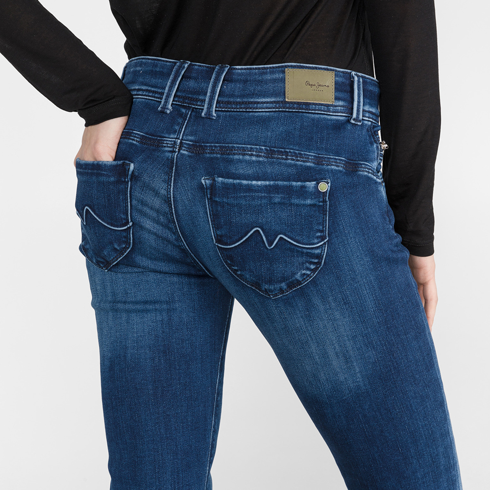 detail Pepe Jeans dámské modré džíny New Brooke