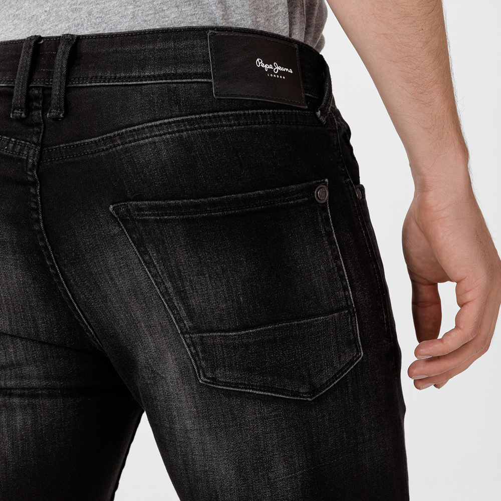 detail Pepe Jeans pánské černé džíny Finsbury