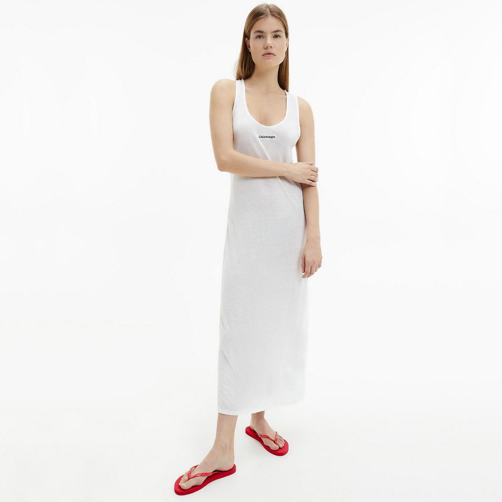 detail Calvin Klein dámské červené žabky