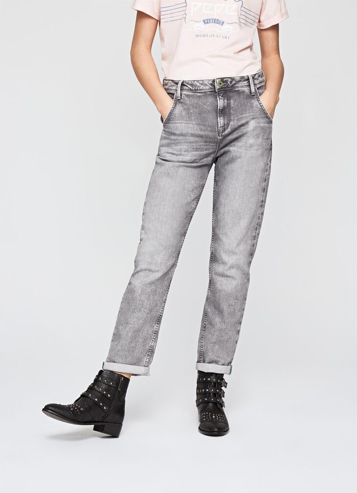 detail Pepe Jeans dámské šedé džíny Hanze